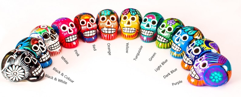 Small Ceramic Skulls Bulk Discount Painted Beautifully With Love In Mexico By Traditional Artist Dia de Muertos Sugar Skull Decor USA