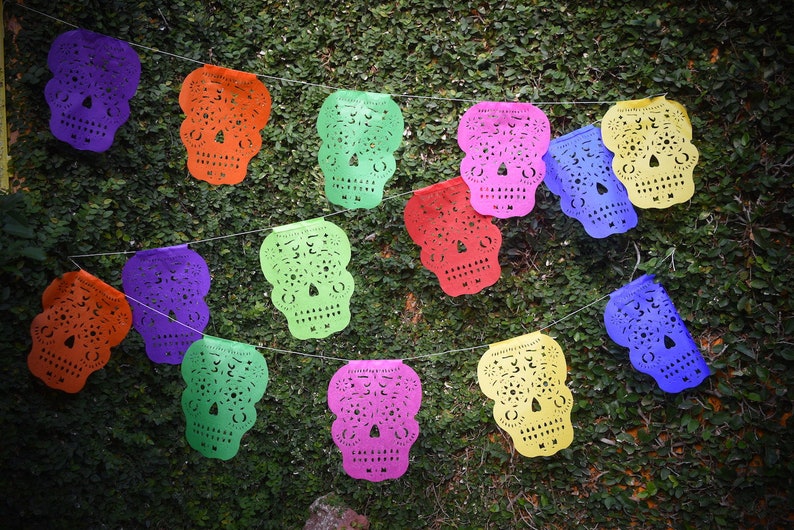 5m 16ft Banner with 15 Small Flags Sugar Skull Bunting Banner Halloween Party Bunting