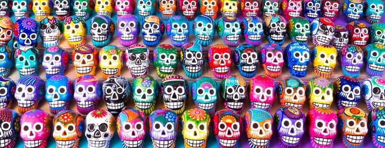 Small Ceramic Skulls Bulk Discount Painted Beautifully With Love In Mexico By Traditional Artist Dia de Muertos Sugar Skull Decor USA