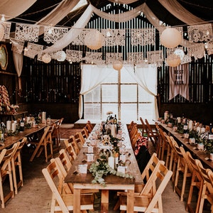 paper bunting wedding reception