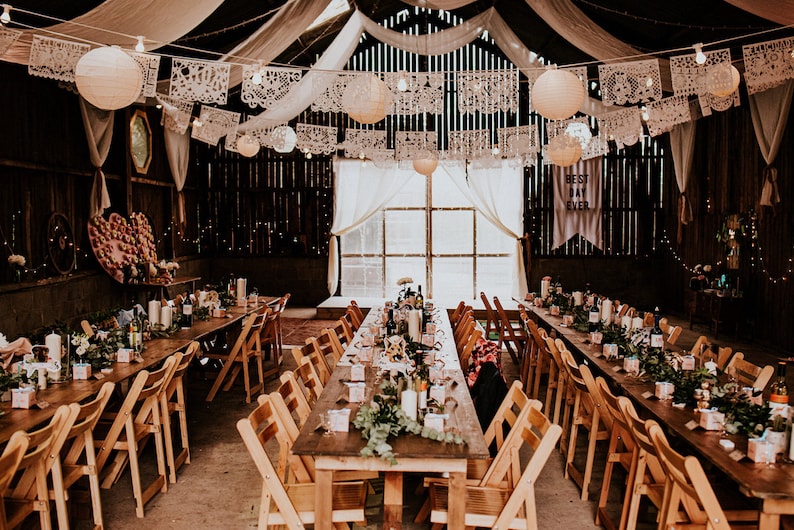 paper bunting wedding reception