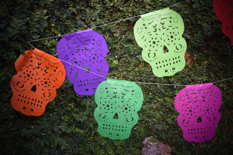 5m 16ft Banner with 15 Small Flags Sugar Skull Bunting Banner Halloween Party Bunting