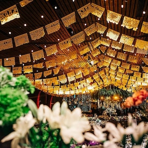 Wedding Papel Picado Sustainable Decor in Tissue Paper Personalised With Your Names - Create The Dream Fairytale Wedding You&#39;ll Never Forget
