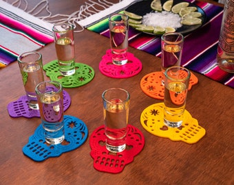 Skull Coasters Set of 7 | Felt Mexican Fiesta Decor Home Decor Desk Decor Event Decor | Ships from UK