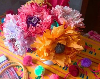 Mexican Paper Flowers Sold Wholesale - Colourful Mexican Themed Wedding Fiesta Cinco de Mayo Table Decor - Sustainably Made in Crepe Paper