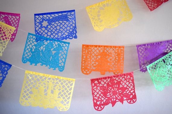 Christmas Papel Picado Christmas Bunting Banners Mexican Christmas Decorations Wholesale  | 10 x 5m 16ft Long Paper Xmas Garlands
