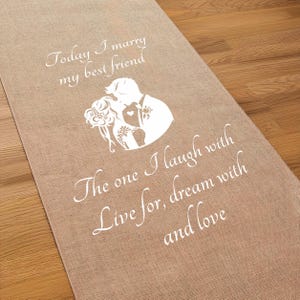Personalised "Today I Marry My best Friend" Hessian Wedding Aisle Runner