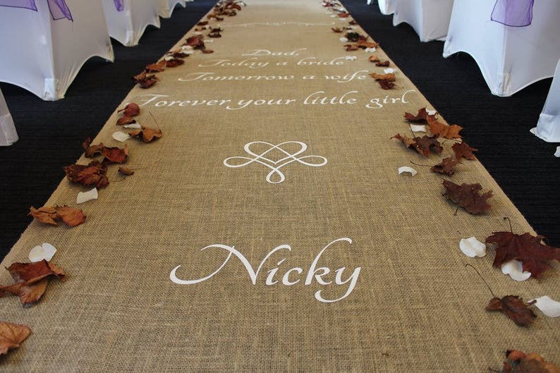 Ornate Wedding Sign, Forever Your Little Girl, Custom Hessian Aisle