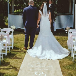 Personalised Hessian Aisle Runner, Burlap Aisle Runner, Boho Wedding Decor, Custom Wedding Sign, Father Of The Bride Gift, Bride To Be Gift image 5