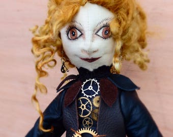 Steampunk Art Doll Gothic Victorian Collectible Fabric Craft