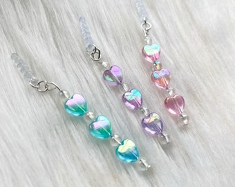 Iridescent heart nintendo switch and mobile phone charm