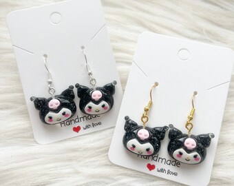 Kawaii devil head earrings cute custom sparkly handmade earring gifts for her