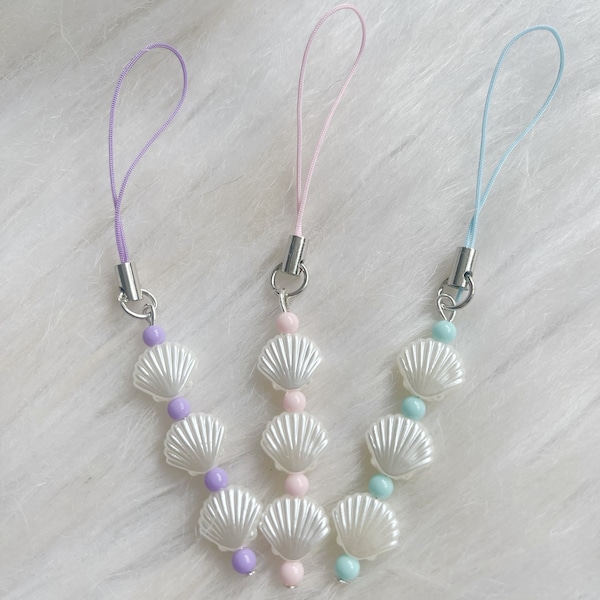 Handmade pastel seashell phone charm