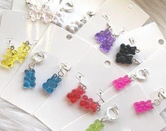 Gummy Bear Earrings Colourful Rainbow Cute Kawaii Earrings Gift Ideas Creative Earrings Quirky Fun Earrings Sweets Candy