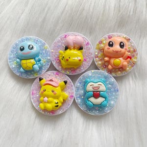 Decoden phone grip stand kawaii poke character handmade unique gifts tech and mobile accessories for her rhinestone customised cell phone