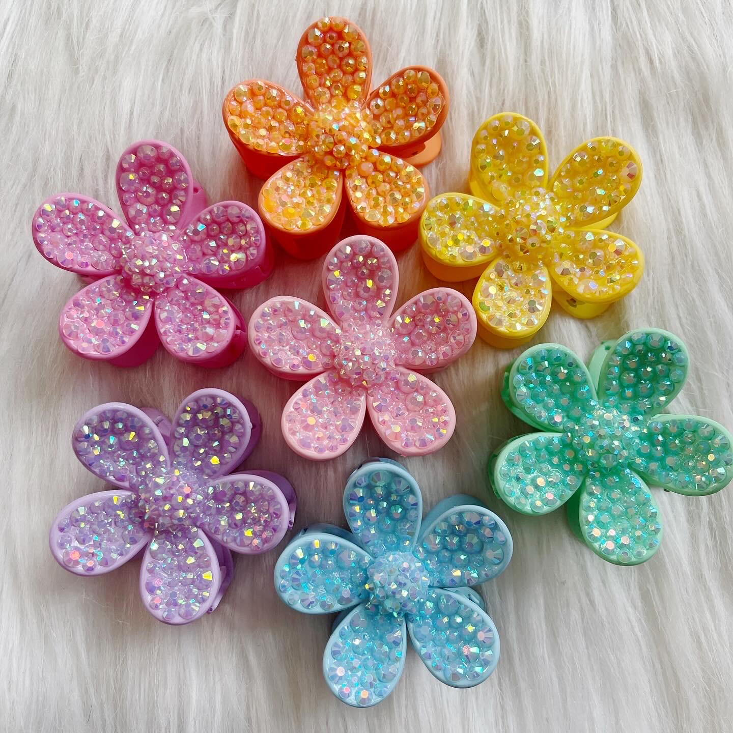 Handmade Rhinestone Flower Claw Clips Hair Clips Decoden Clip for