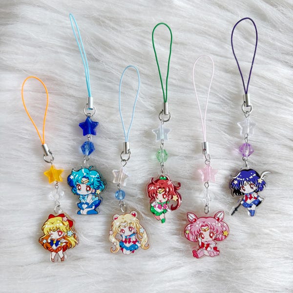 Abalorio para teléfono con diseño de Sailor Girl Kawaii, accesorio para el polvo, para celulares y Nintendo Switch 2 Lite OLED, regalo de anime para ella.