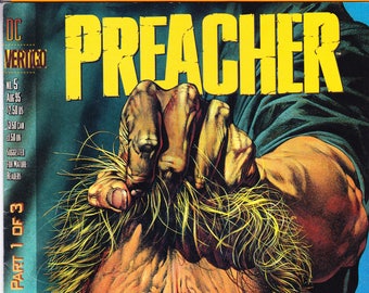 Preacher 5 comic, Vintage AMC Show books. 1995 Vertigo, VF+ (8.5)
