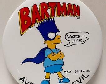 Bart Simpson, spilla gigante da 6", regali dei Simpson, nuovo pulsante, Bartman