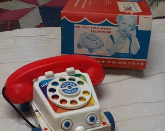 Fisher Price Chatter Telephone Pull Toy, Talk-Back, 1961, Box, 1st Edition