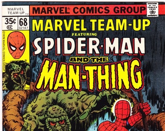 Marvel Team Up 68, Man-Thing, fumetto di Spiderman, primi libri di D'Spayre, 1978, NM- (9.2)