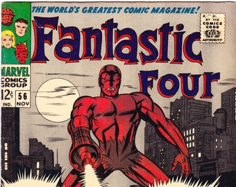 Fantastic Four 56 comic, Silver Surfer books. 1966 Marvel, FVF (7.0)