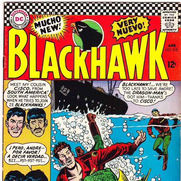 Blackhawk 219 comic. Scifi, outer space war books. 1966 DC Comics FN (6.0)