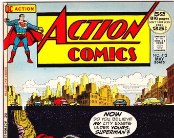 Action Comics 412, Superman comic, Gift, books. 1972 DC, VF+ (8.5)