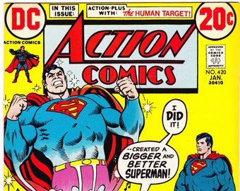 Action Comics 420, Superman, Neal Adams comic, Gift books. 1973 DC Comics, VF+ (8.5)