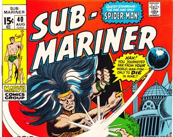 Cómic Sub-Mariner 40, libros de Spiderman. 1971 Marvel Comics VFNM (9.0)