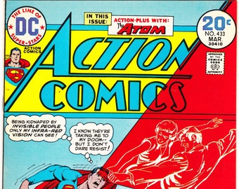 Action Comics 433, The Atom, Superman comic books. 1974 DC FN (6.0)