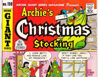 Archie's Christmas Stocking comic, Giant 158, Gifts, books, 1968, FVF (7.0)