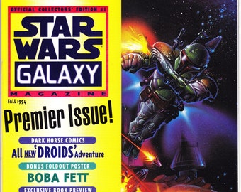 Star Wars Galaxy 1, Boba Fett Poster Magazine. 1994 Topps