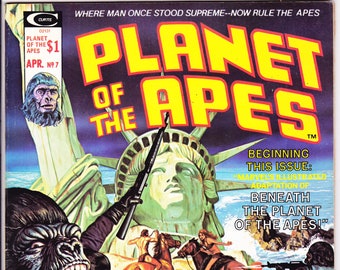 Planet of the Apes 7 Magazine, POTA Movie Comic book. 1975, Marvel Curtis Comics VF (8.0)