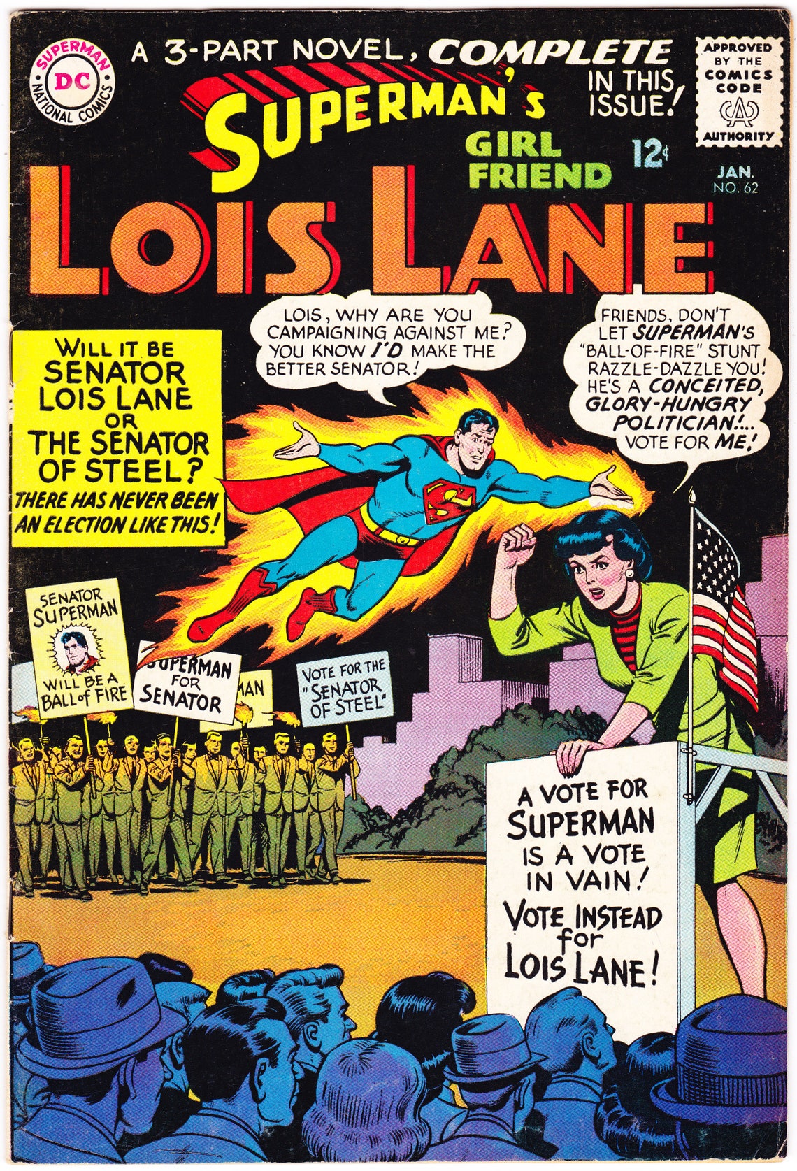 Lois Lane 62 Political comic Superman book. 1966 DC FVF | Etsy
