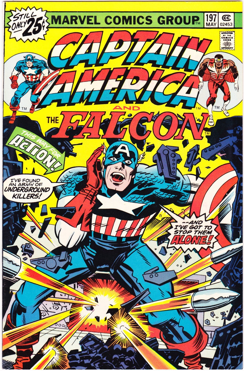 Captain America 197 Jack Kirby art books. 1976 Marvel Comics Etsy