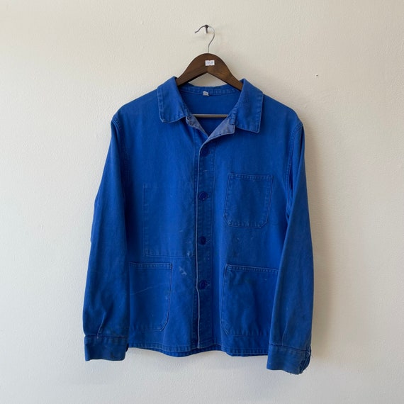 Vintage French Chore Jacket, Vintage Workwear, Royal … - Gem