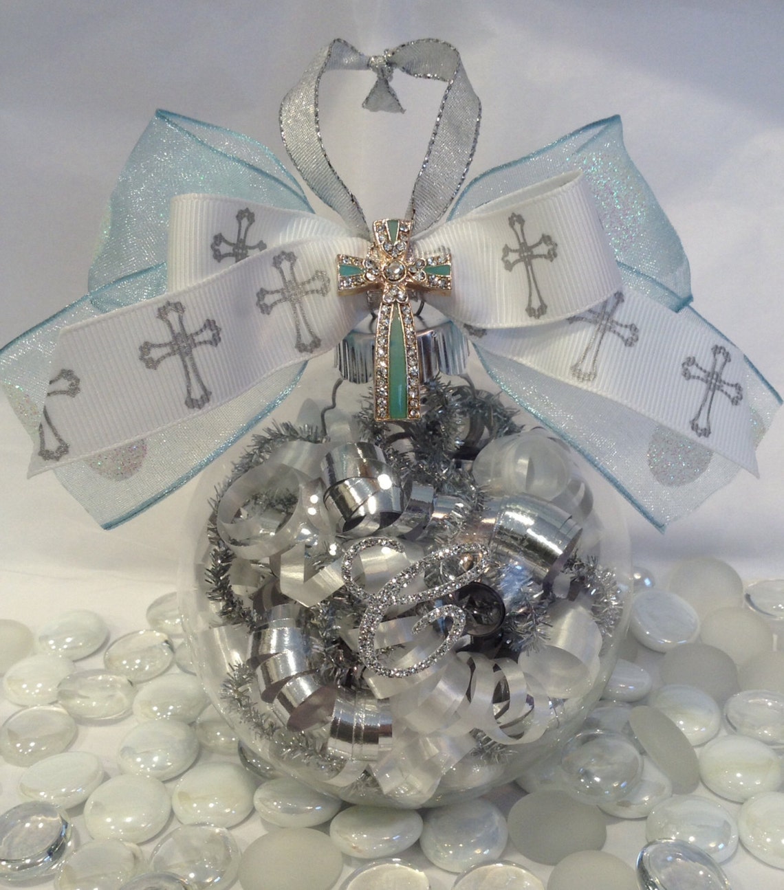 Personalized Baptism Cross Glass Ornament Christening Holy Etsy
