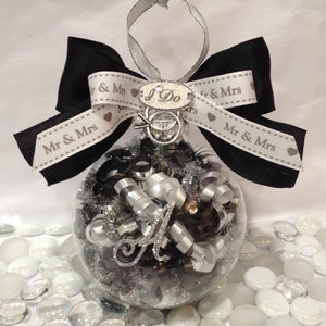 Personalized Mr. and Mrs. Wedding Glass Ornament, Our First Christmas ...
