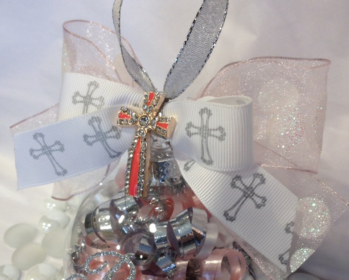 Personalized Christening Cross Glass Ornament Baptism Etsy