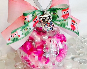 Owl Graduate Glass Ornament, Preschool, Kindergarten Tassel Christmas Ornament