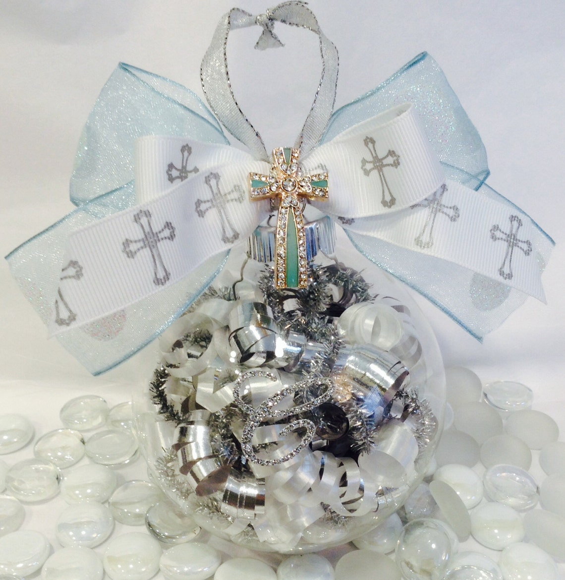 Personalized Baptism Cross Glass Ornament Christening Holy Etsy