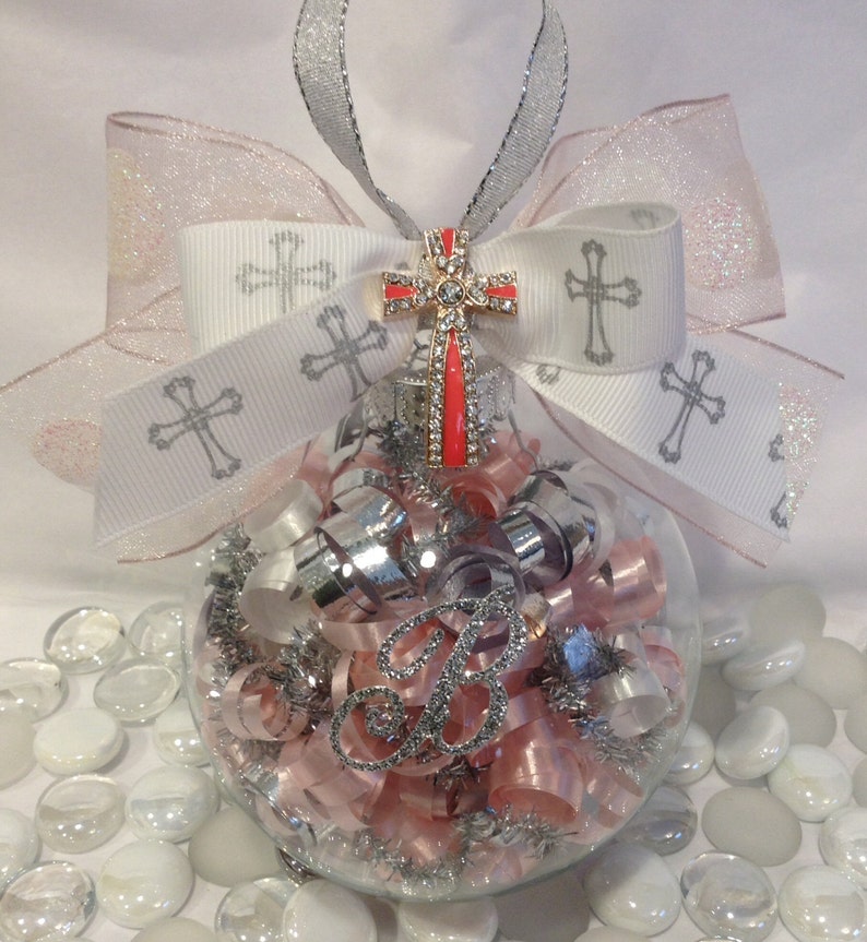 Personalized Christening Cross Glass Ornament Baptism Etsy
