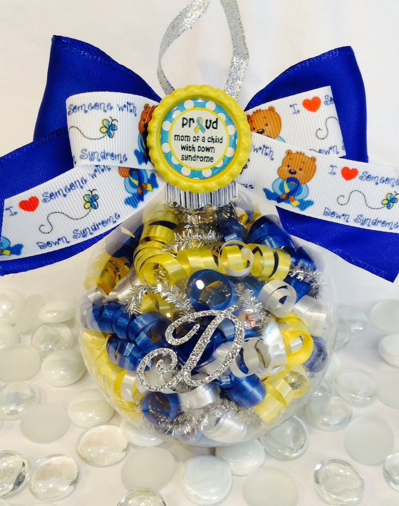 Down Syndrome Awareness Glass Ornament Gift Yellow and Blue Etsy