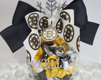 Personalized Boston Bruins Glass Ornament
