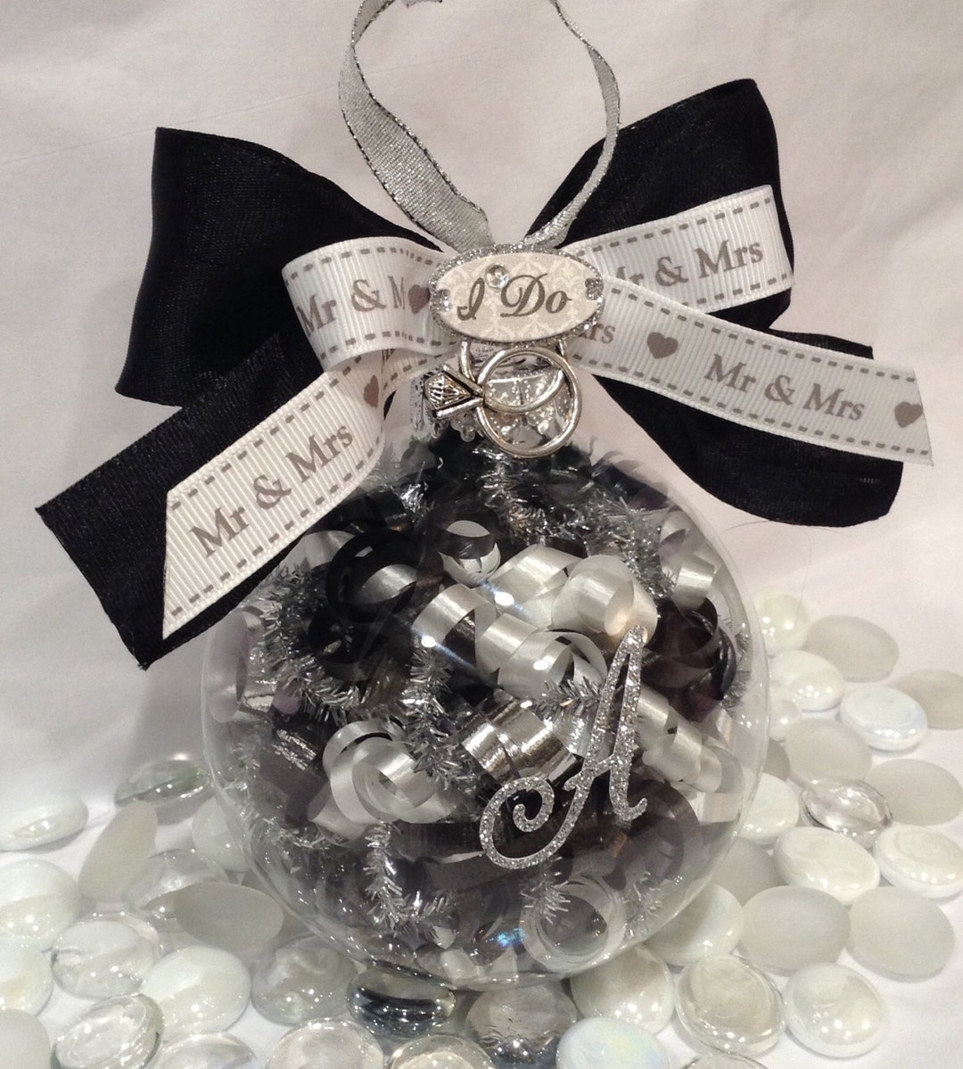 Personalized Mr. and Mrs. Wedding Glass Ornament, Our First Christmas ...