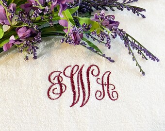 Hand Towels, Monogrammed Hand Towels, 2 Piece Cotton Terry Hand Towels, Embroidered Hand Towel Set, House Warming Gift, Hand Towels T18E