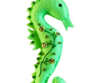 Christmas Ornament Handmade, Sea Horse Ornament,Christmas Decoration, Felt Ornament, Seahorse Ornament,Christmas Decor CTO318