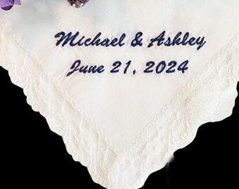 Custom Handkerchief Wedding, Wedding Day Keepsake, Wedding Day Handkerchief, Bride And Groom Handkerchief, Custom Wedding Handkerchief WED79
