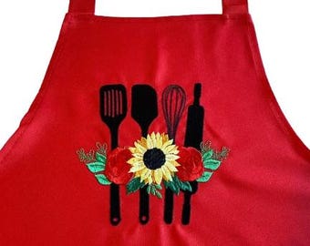 Apron, Embroidered Apron, Unisex Apron, Gift Apron, Apron, Kitchen Apron, Christmas Gift Apron, Birthday Gift, Chef Apron,Cooking Apron A115